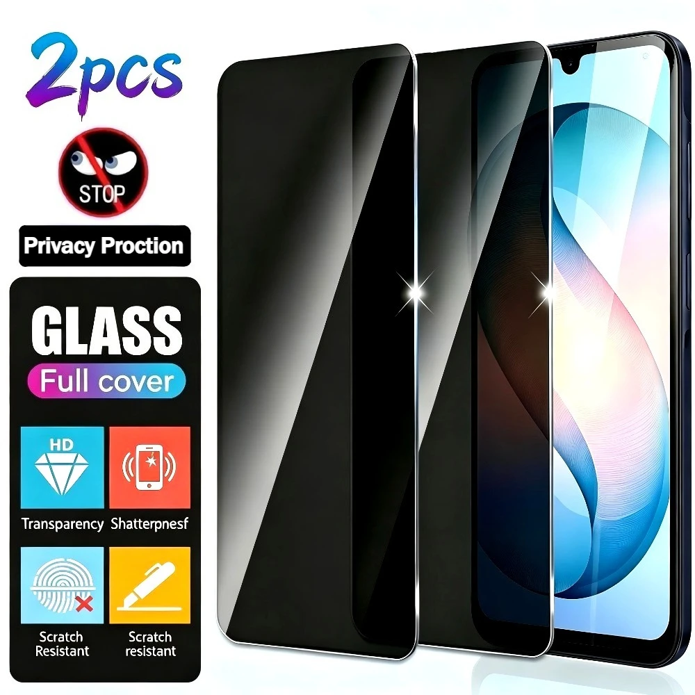 2Pcs Anti Spy Full Cover Tempered Glass for Samsung A35 A36 A37 A55 A56 A57 Screen Protector for Samsung A15 A17 A25 A26 A52 A53
