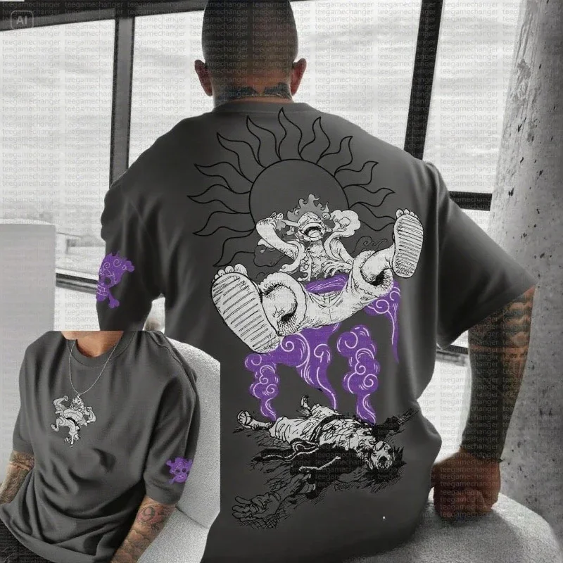 قطعة واحدة أنيمي الطرفية جديد تي شيرت الرجال الصيف الشارع الأمريكي الاتجاه تنوعا حجم كبير الأسرة قصيرة الأكمام #2