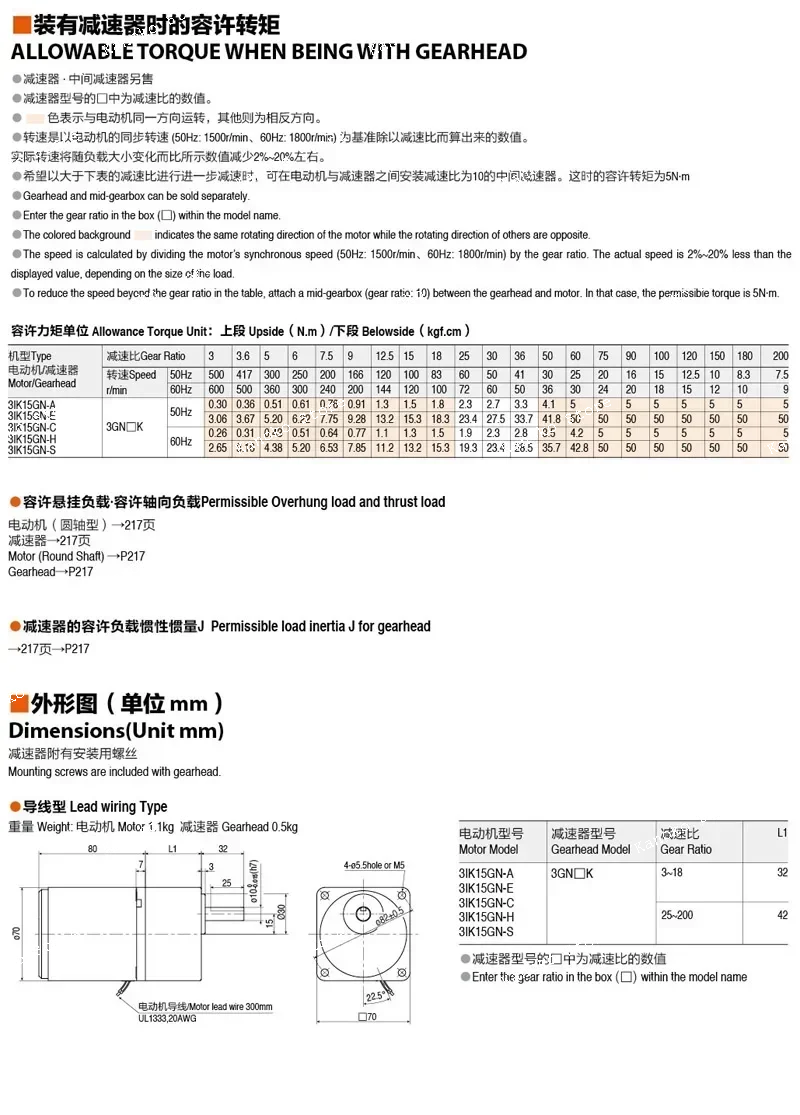 15W AC Reduction Motor/constant Speed Motor/31K15GN-C/3IK15GN-C/220V/3GN150K