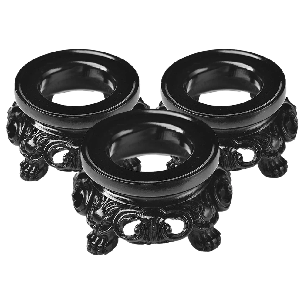 

3pcs Crystal Ball Base Black Resin Stand Display Pedestal for Globe Sphere Decor Home Office Use Compact Vintage Style