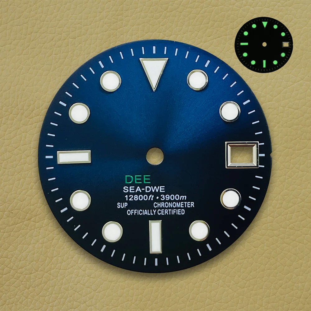 28.5mm S Dial SUB Gradient Diver's Dial Suitable For NH35/NH36 Movement Green Luminous Watch Modification Accessories