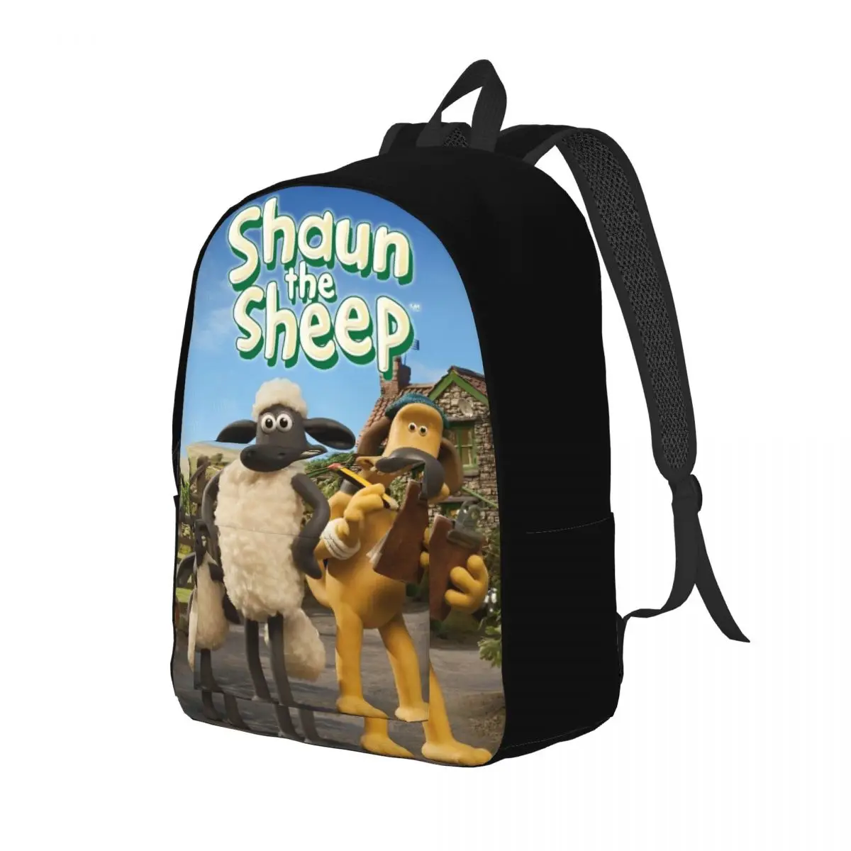 Shaun The Sheeps 2007 Animation 5 Seasons Backpack for Men Women Teenage High School Hiking Travel Daypack Laptop Canvas Bags