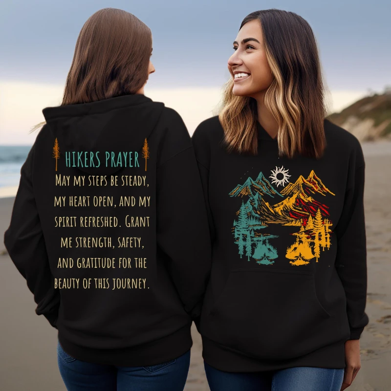 

2025 Autumn and Winter Nature Lover Hoodie, Hikers Prayer Y2K Sweatshirt, Granola Girl Outsider Mountain Hiker Gift Outsider