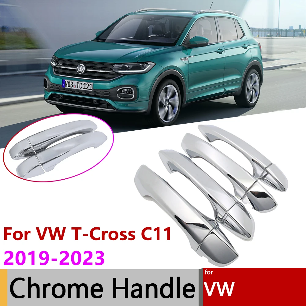 For VW Volkswagen T-Cross C11 Taigun 2019 2020 2021 2022 2023 Chrome Smart Door Handle Cover Trim Protective Car Styling Sticker