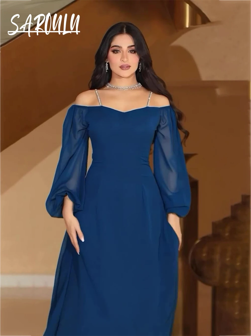 

Soft Chiffon A Line Evening Dress, Simple Off the Shoulder Modern Prom Gown, Lace Up Back, Casual Party Date Wear, 3 Colors