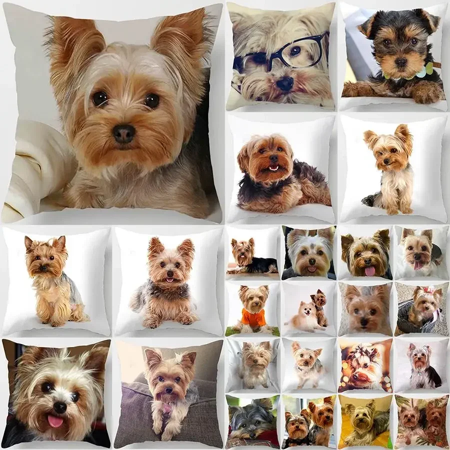 1 szt. Uroczy pies Yorkie BICHON Yorkshire dekoracja poszewka na poduszke z nadrukiem sypialnia Sofa poduszki pod kręgosłup pokrycie poduszka dekoracyjna samochodu