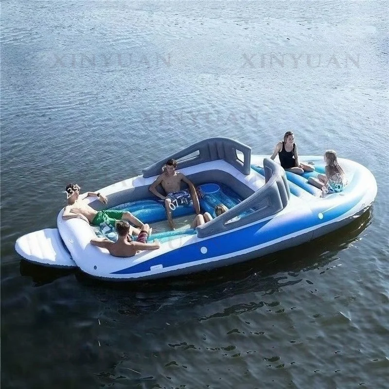 6-Person inflatable yacht/water party floating island/kayak type rafting raft - thickened 0.5mmPVC material, load-bearing 400kg