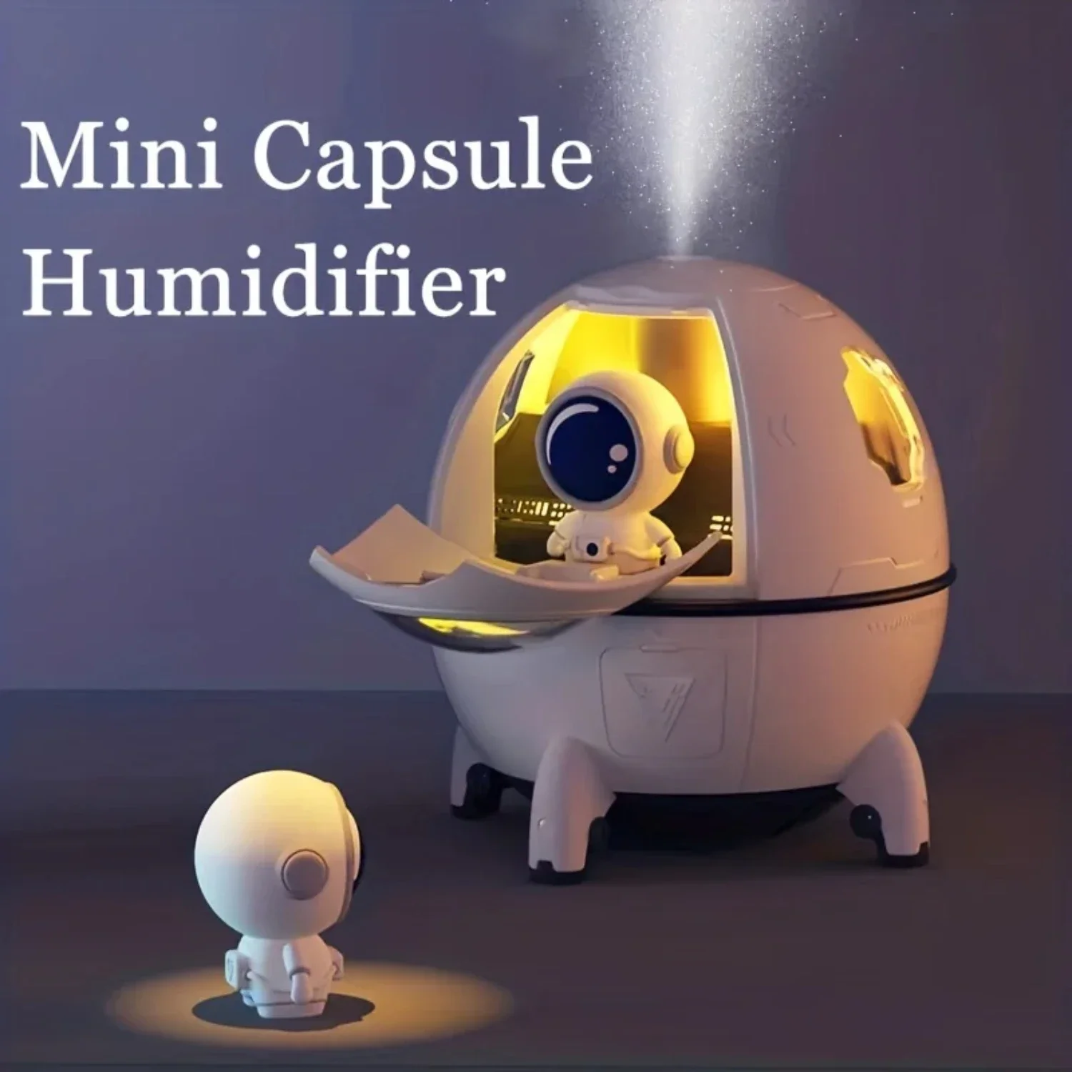 

Cool Mist Astronaut-shaped 220ML Rechargeable USB Ultrasonic Aromatherapy Water Diffuser, Blue Space Capsule Air Humidifier with