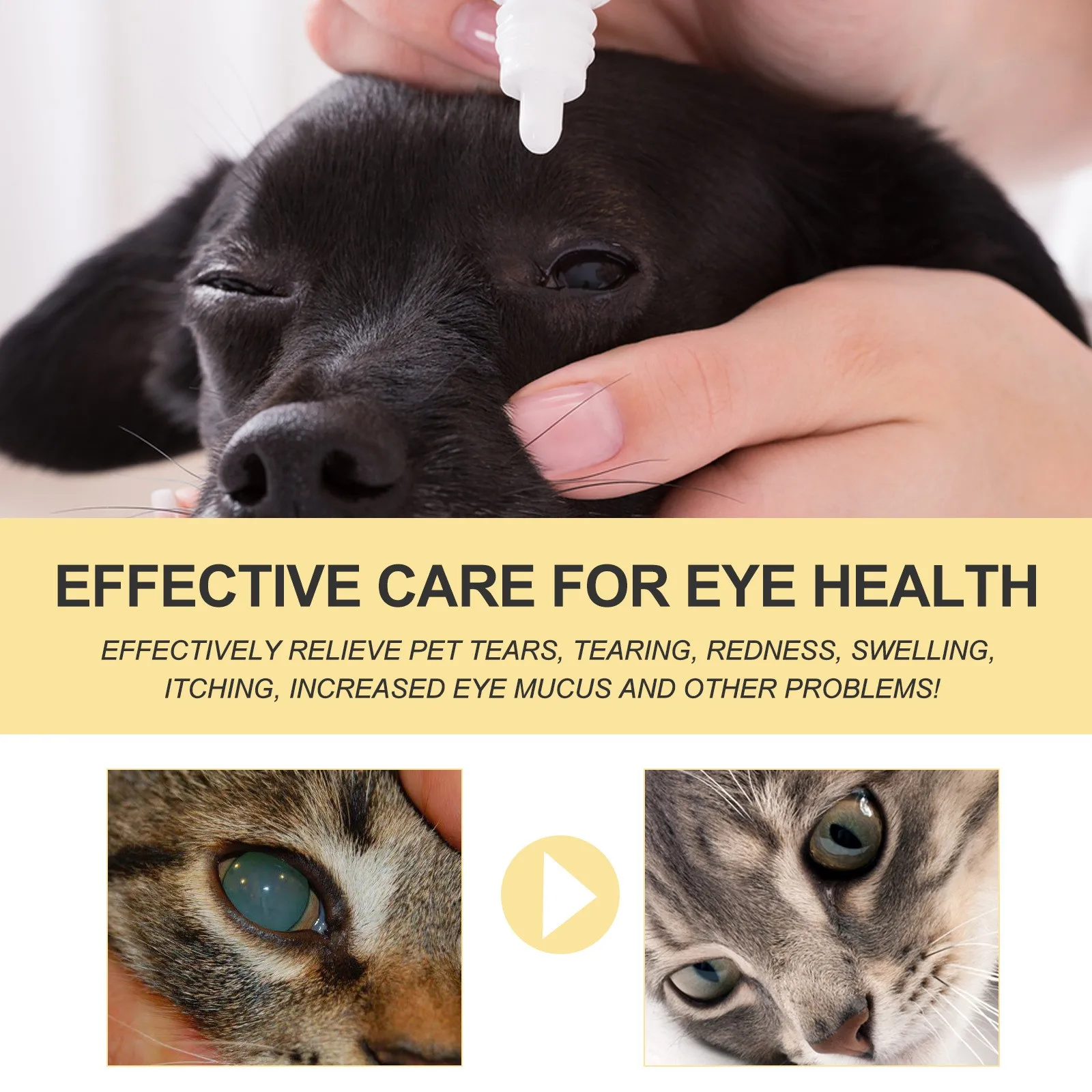 Pets Eye Drops Itching Reliever Anti Inflammatory Dog Cataract Eye Treatment Clean Eye Dirt Lubricating Cat Tear Stain Remover