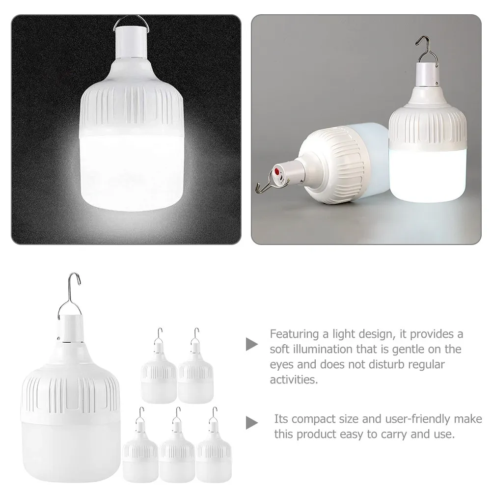 Rechargeable LED Light Bulb USB Charging Soft Eye Friendly Emergency Lamp for Power Outage Camping Outdoor Use