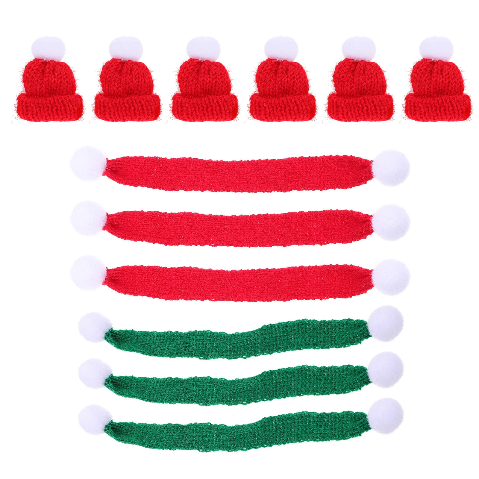 

Wool Hat Scarf Set Wine Bottle Cover Christmas Adornment for Knitted Decor Xmas Ornament