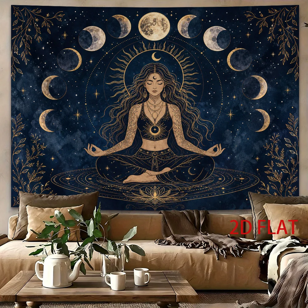 Large Boho Tapestry Wall Hanging Astrology Moon Goddess Celestial Night Sky Yoga Bohemian Spiritual Constellation Mural Decor Ar