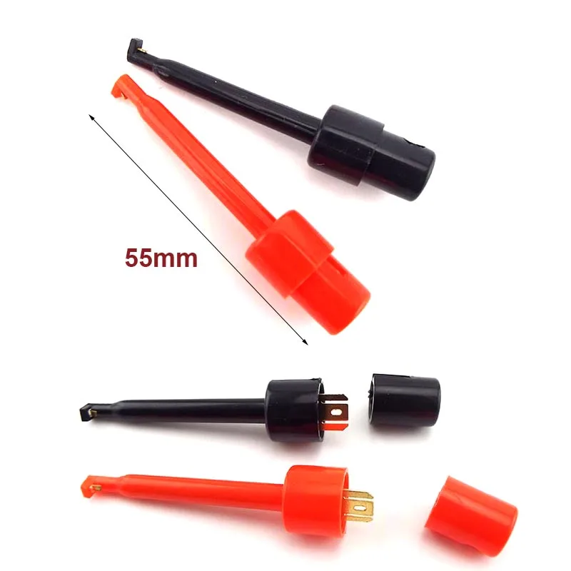 55mm Single Test Hook Clip Test Probe for Electronic Testing IC Grabber Small Size Round Crocodile Clip Hook Test Clip