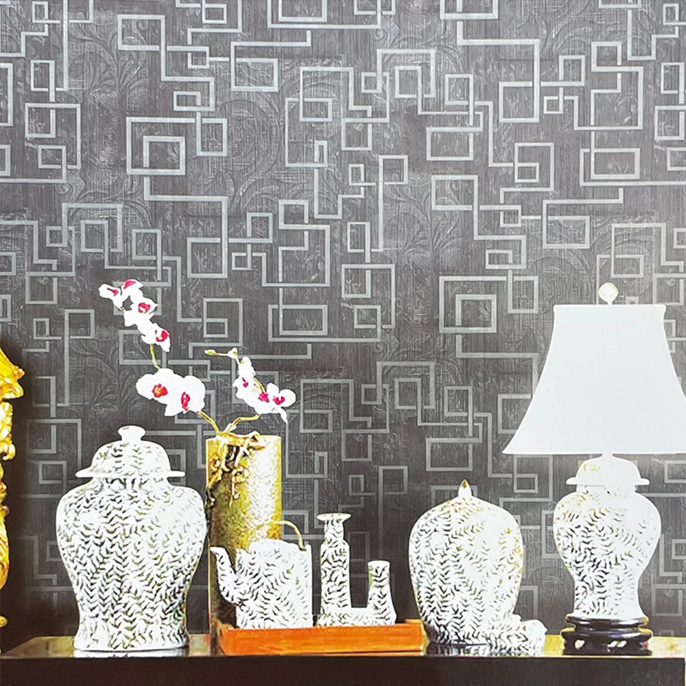 

Grey Geometric Bedroom Decoration Wallpapers Waterproof Moisture-Proof Background Home Decor Grid Wallpaper 3d Wall Sticker