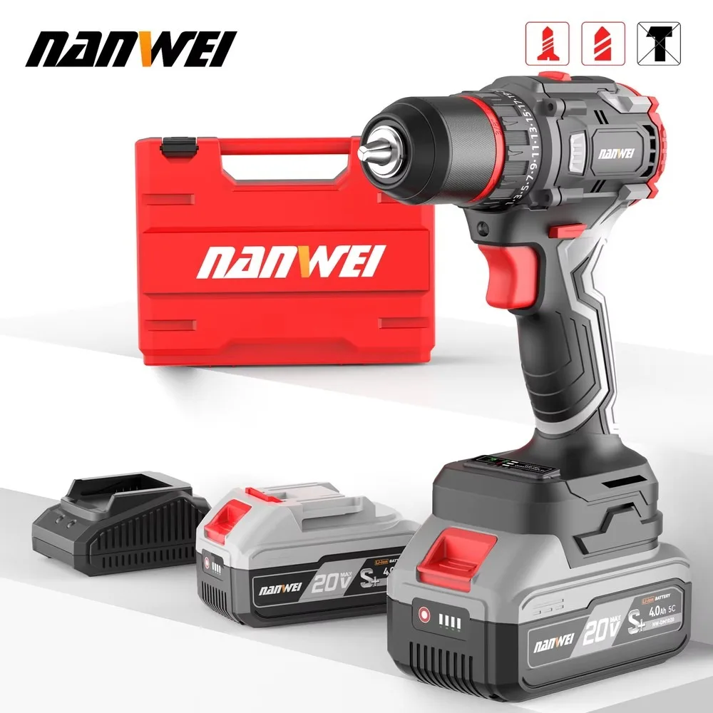20V Brushless Cordless Electric Drill 70N/m Torque 13mm Chuck Lithium Battery Power Drilling Machine for Home DIY