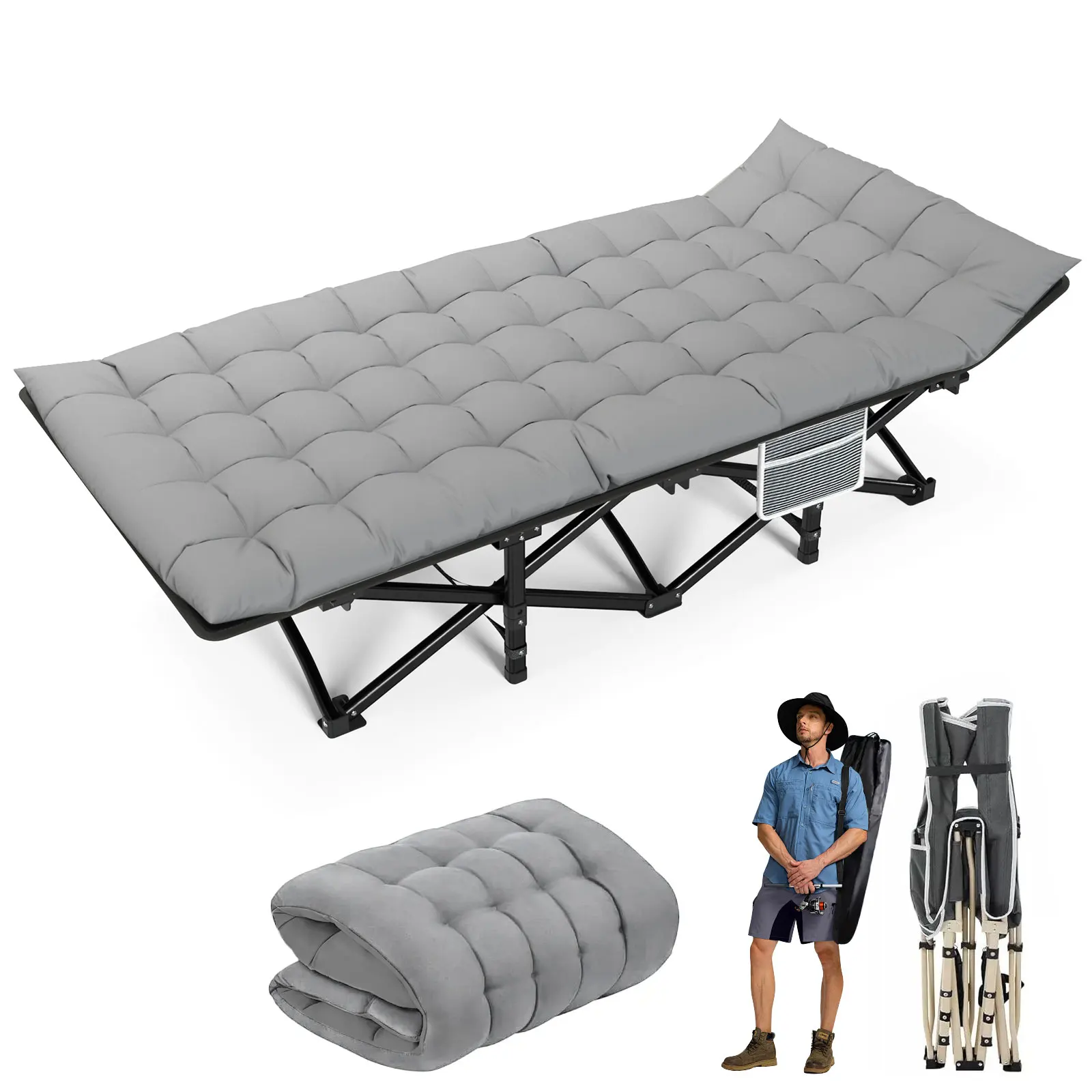 Opvouwbare campingbedje Kampeerbedjes Draagbaar Heavy Duty Outdoor Campingbed voor volwassenen Thuis Strand RV Middagpauze 200KG Lager