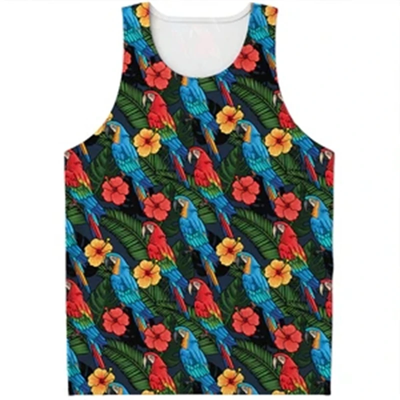 New Leopard 3D Print Men\'s Tank Tops Harajuku Flower Pattern Summer Tops Fitness Bodybuilding Gym Muscle Sleeveless Shirts Mens