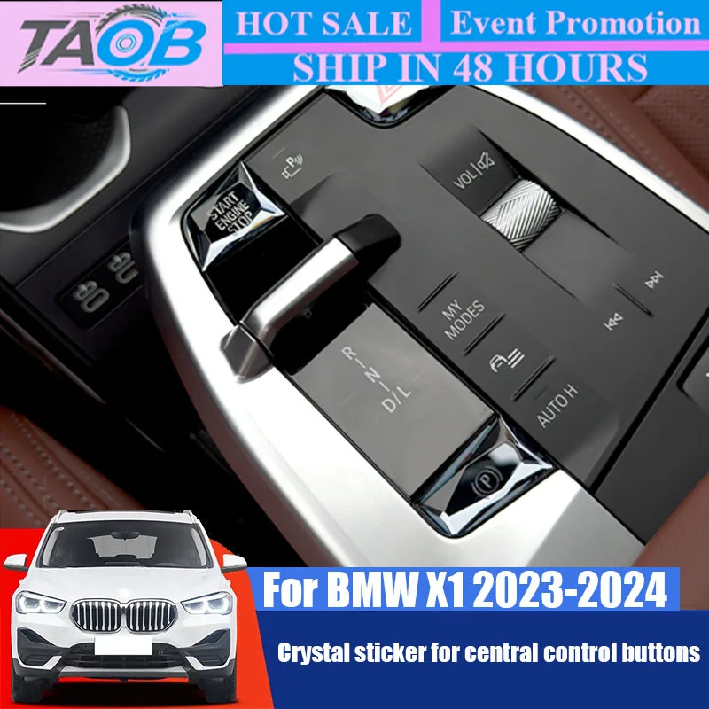 For BMW X1 U11 U12 2023 2024 2025 Central control button crystal sticker start button sticker double flash button sticker
