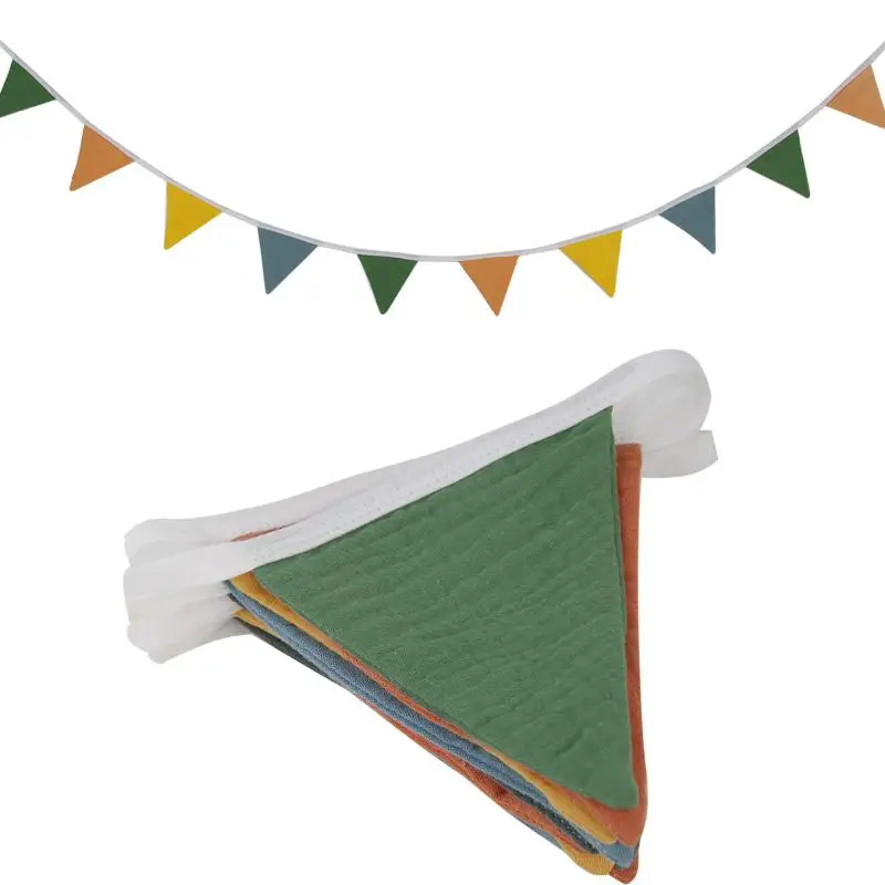 Wimpelkette aus umweltfreundlichem, waschbarem Baumwollstoff, Dreieckige Girlanden für Picknicks im Freien und Heimdekorationen. – Detail 16