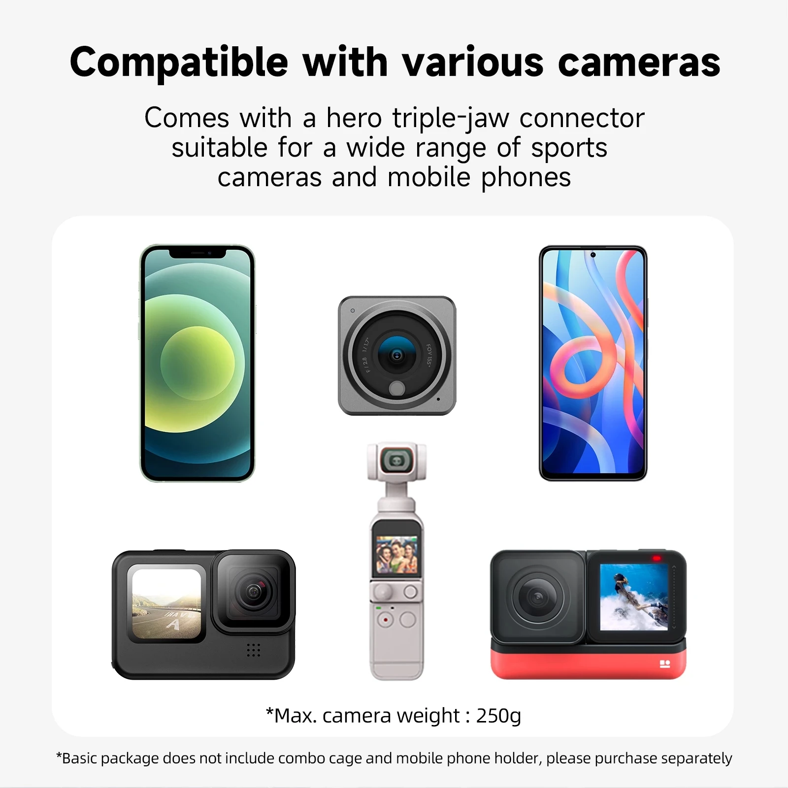 TELESIN 360 درجة دوران المغناطيسي على ظهره كليب المشبك جبل ل GoPro بطل 11 10 9 8 Insta360 X3 DJI عمل 2 3 كاميرا آيفون 14 13