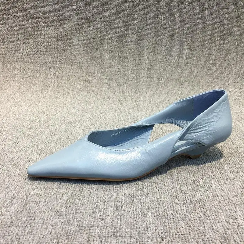 Mocassins à talons bas pour femmes, chaussures confortables, chaussures d'été, bleu, élégant, pointu, Parker, haute qualité, populaire, jeune, 2024