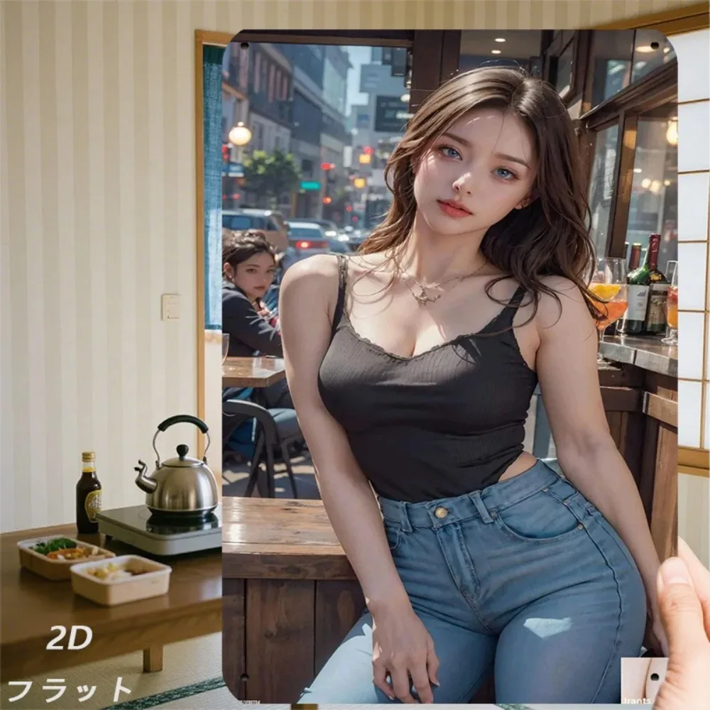 

JIT Vintage Metal Wall Art 8x12 Inch Retro Iron Sign Woman Portrait Painting Industrial Decor