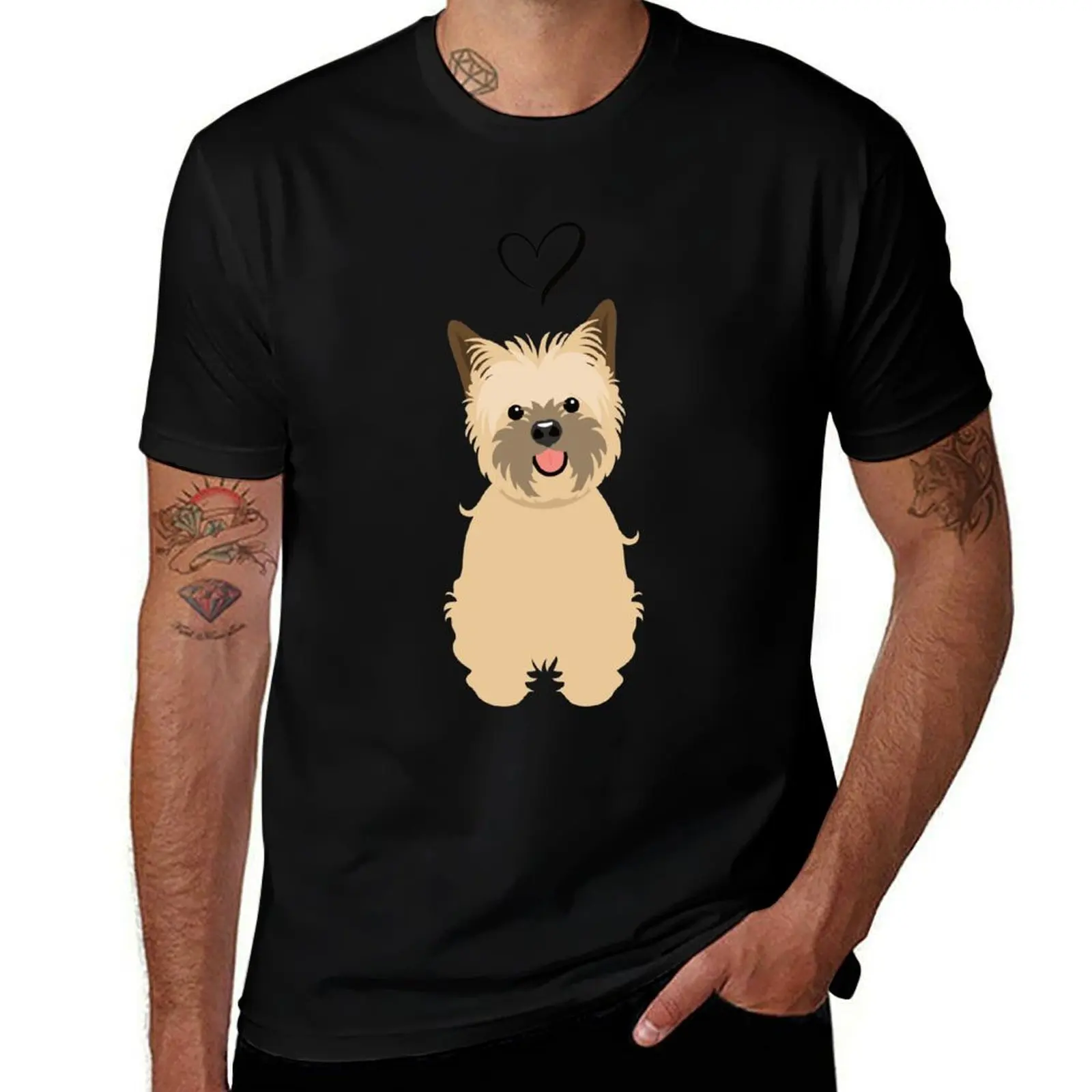 LOVE wheaten Cairn Terrier Dog T-Shirt Work Utility Short Sleeve Shirt