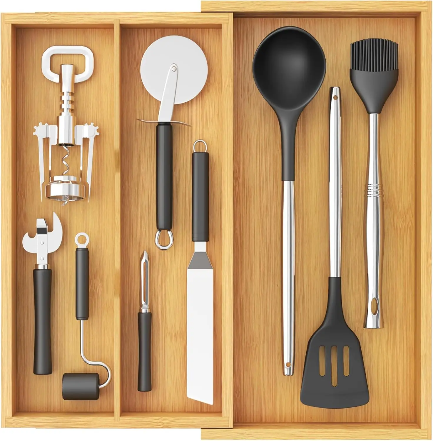 

Utensil Organizer for Kitchen Drawer, Expandable Cooking Utensil Tray, Cutlery Silverware Flatware