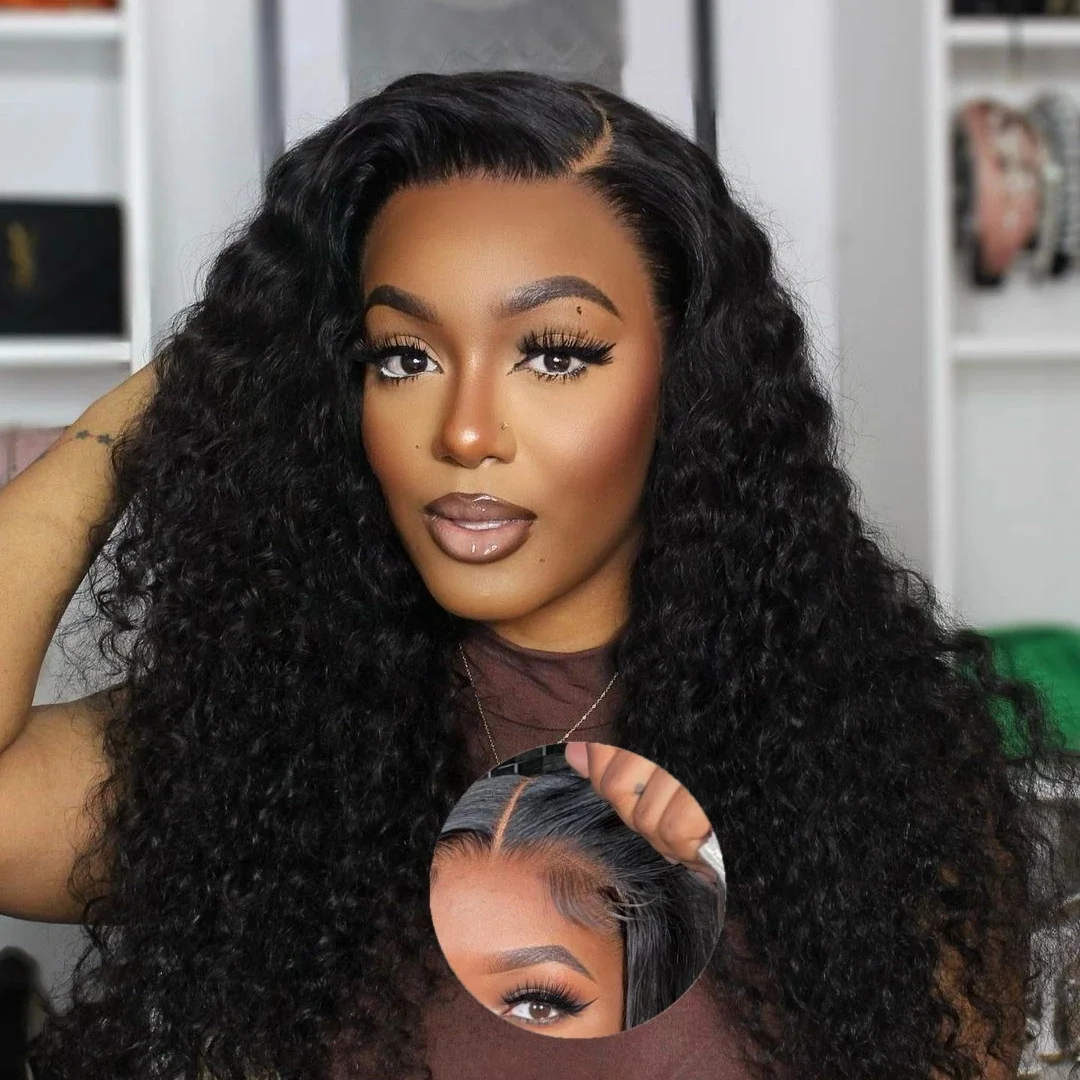 

Glueless 6x4 Ready to Wear Deep Wave HD Lace Clousure Wig Human Hair Pre Plucked 5x5 Curly Brazilian Transparent Lace Front Wigs