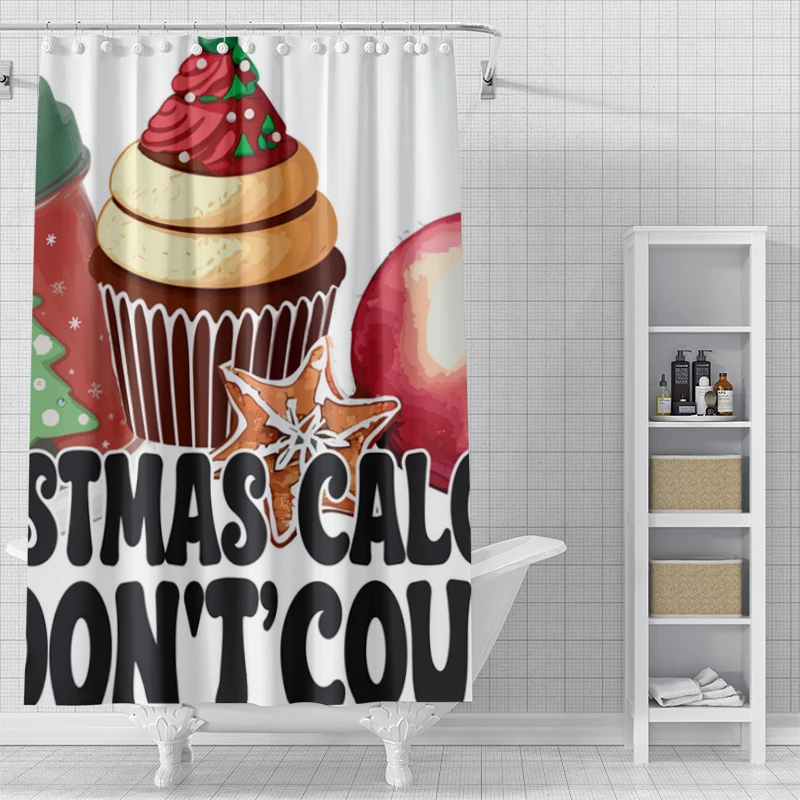 Impermeável Modern Nordic Style Curtain, Decoração para casa, Cortinas de chuveiro para banheiro, Sala Tecido, Feliz Natal, Inverno