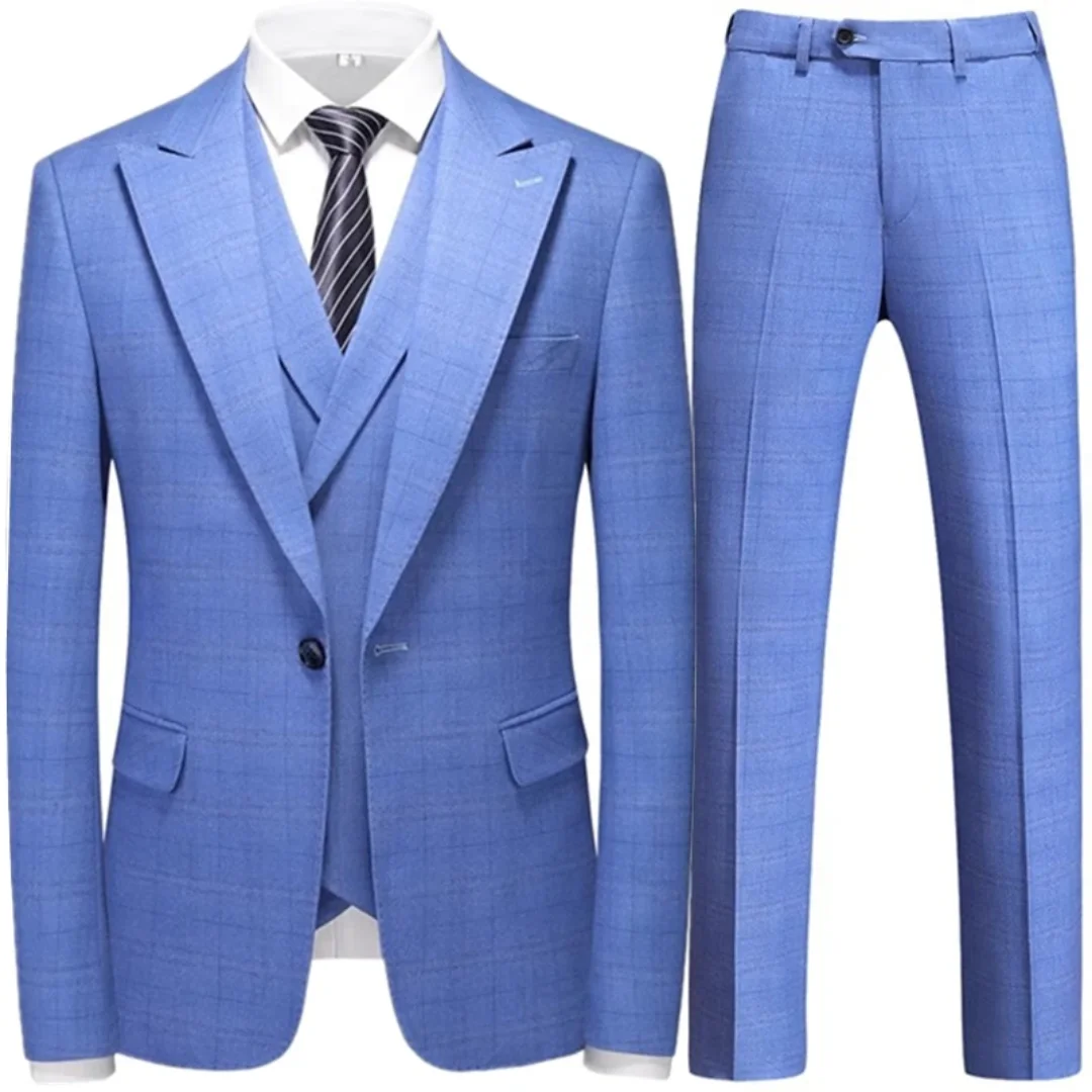 

3 шт., мужской деловой костюм в клетку и полоску