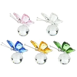 1pcs Crystal Butterfly with Ball Figurine Home Wedding Decoration Glass Craft Collection Table Ornaments Souvenir Gifts