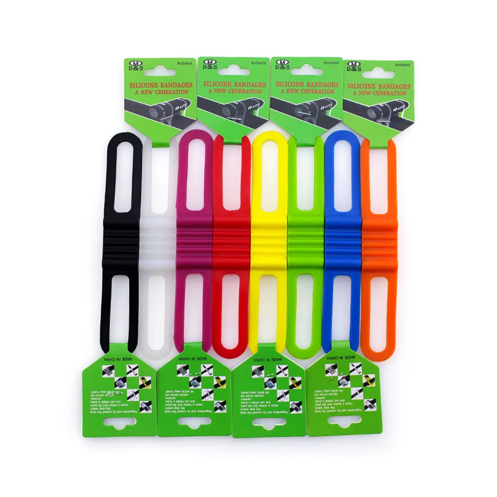 

8 PCS Flashlight Mount Holder Tie Mountain Bike Silicone Band Phone Strap Ribbon
