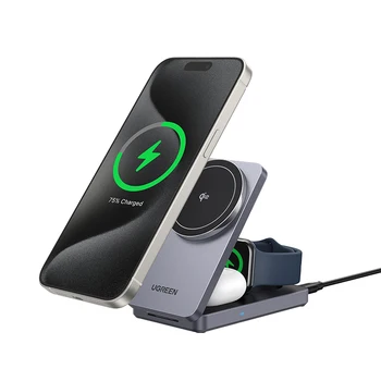 UGREEN 3-in-1 MFi 15W MAX Magnetic Wireless Charger Qi2 Certificated Charging Stand For iP
