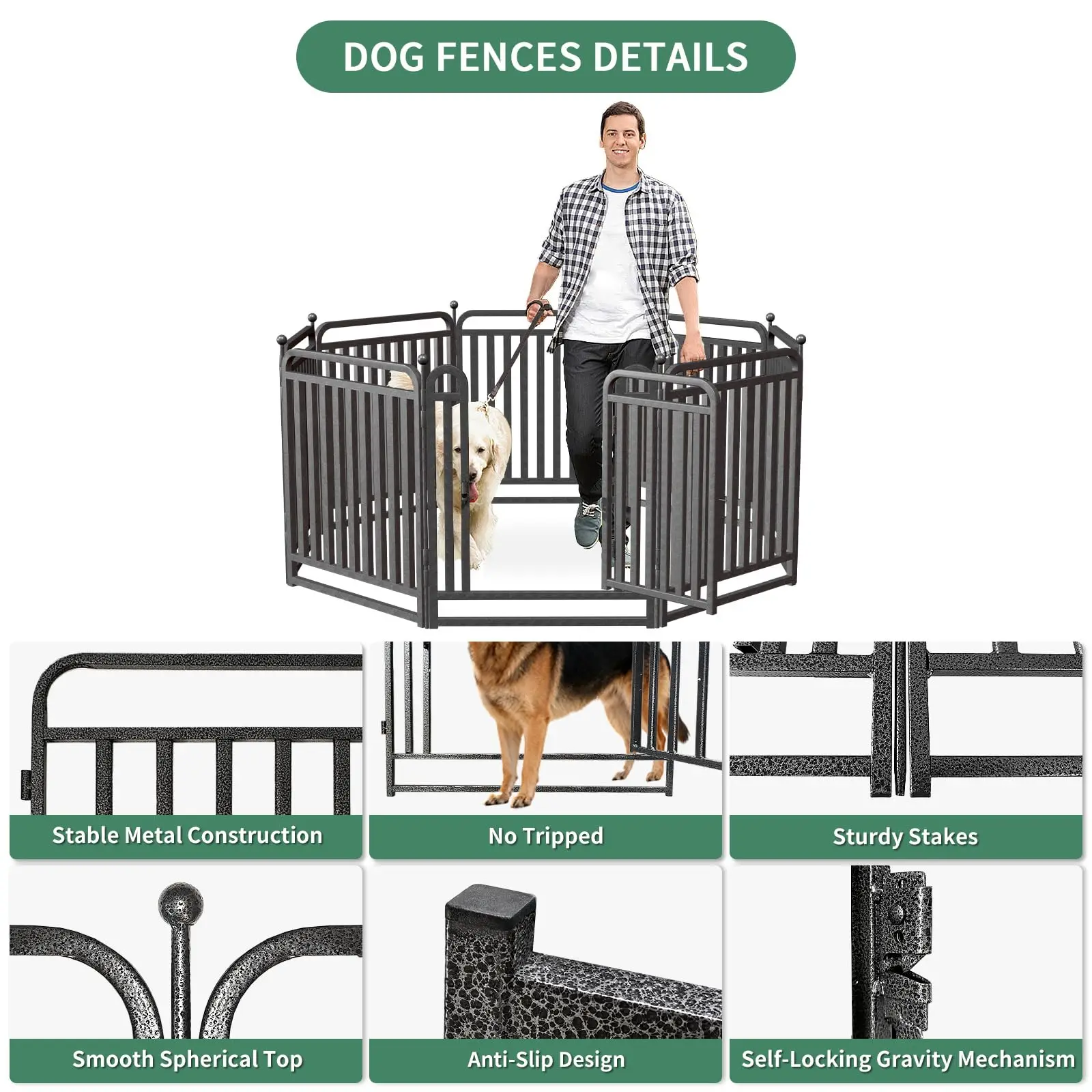 32 Inch Dog Playpen Outdoor, 8 Panels Puppy Playpen Heavy Duty Dog Play Pen Indoors, Rust Resistant Dog Pen for