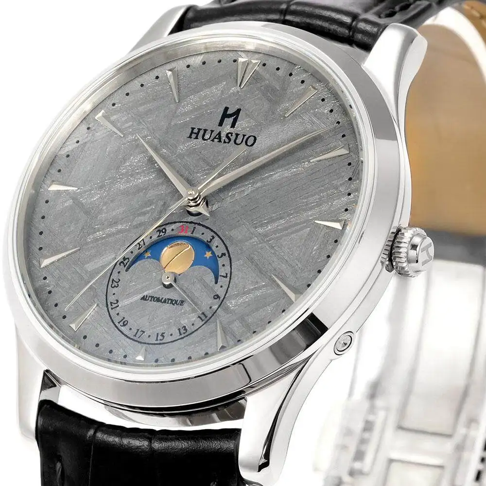 Magic City Watch Store  Luxury Meteorite Moon Phase Men's Mechanical Watch 39mm 50m Waterproof Dress Mechanical Watch
