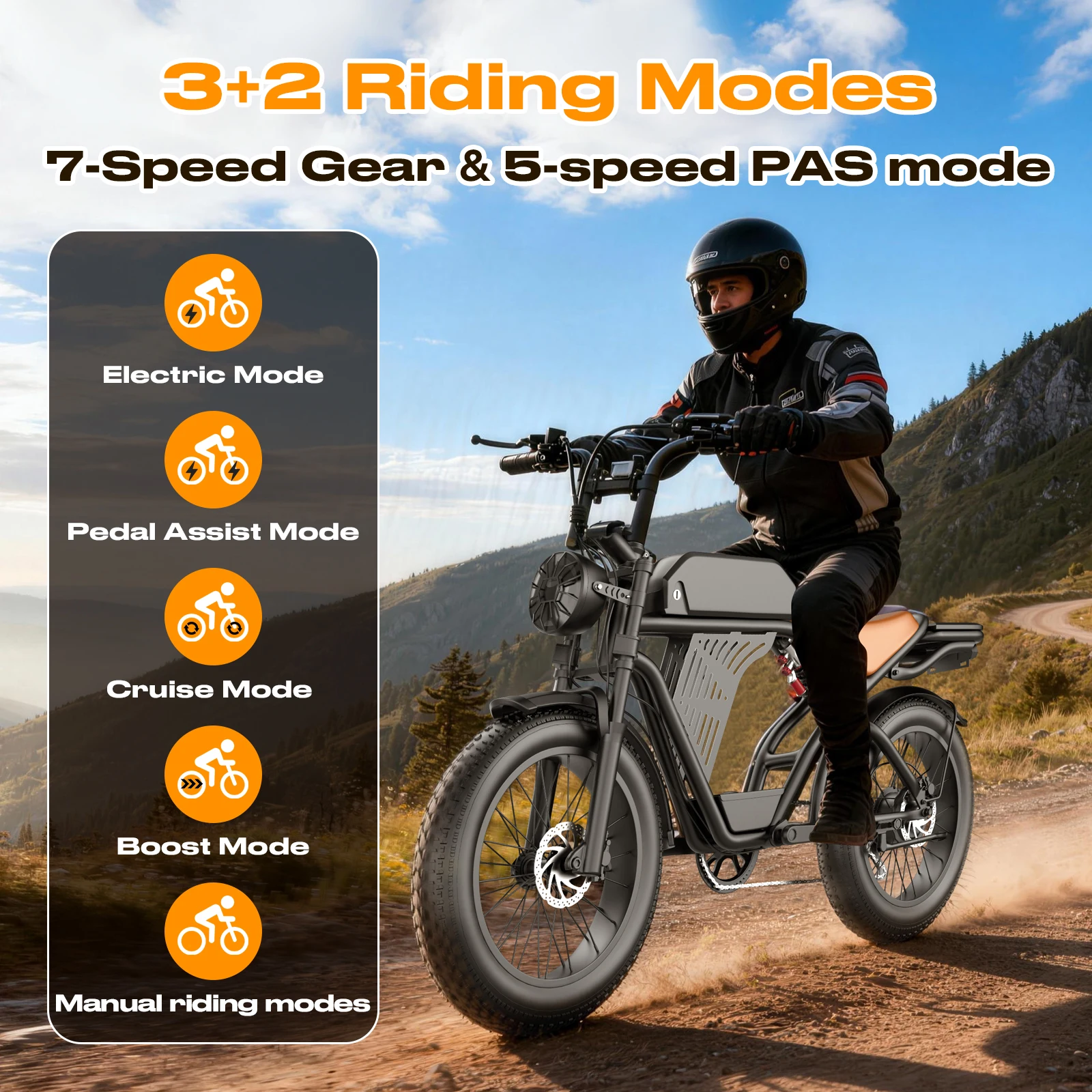 

Electric Dirt Bike for Adults,2000W Peak Motor 30MPH Off-Road Ebike with Removable Battery (48V 20AH), 100+ Miles,NFC & Password