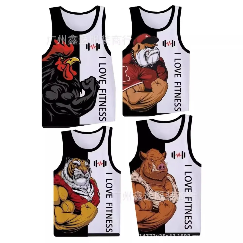 

3D print men's fitness vest summer fashion casual quick-drying sports vest graphic t shirts harajuku men clothing t shirt