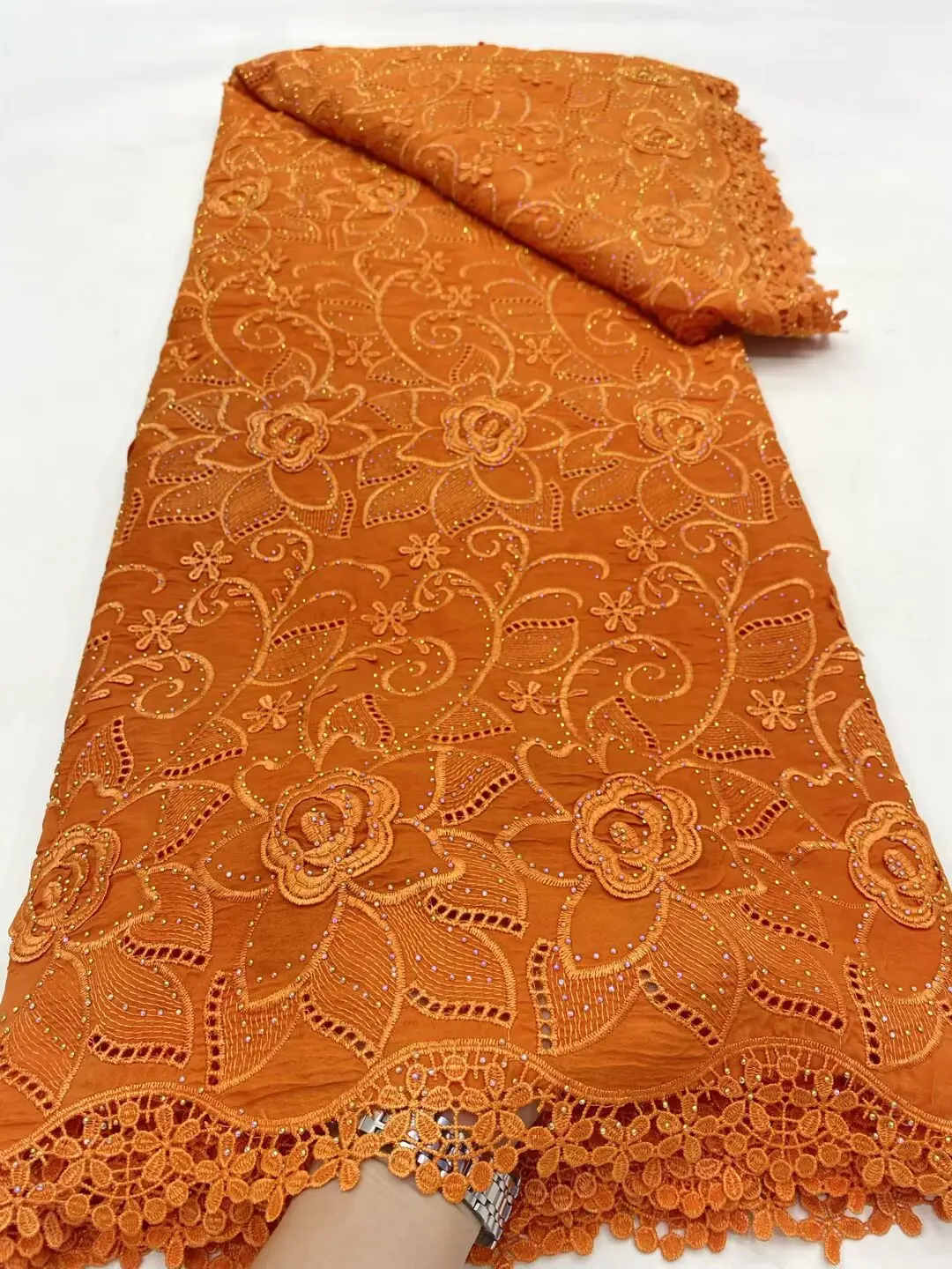 

African Chiffon Lace Fabric 2025 High Quality Stones Mesh Embroidery 3D Flower Nigerian Wedding Material French Lace Fabric