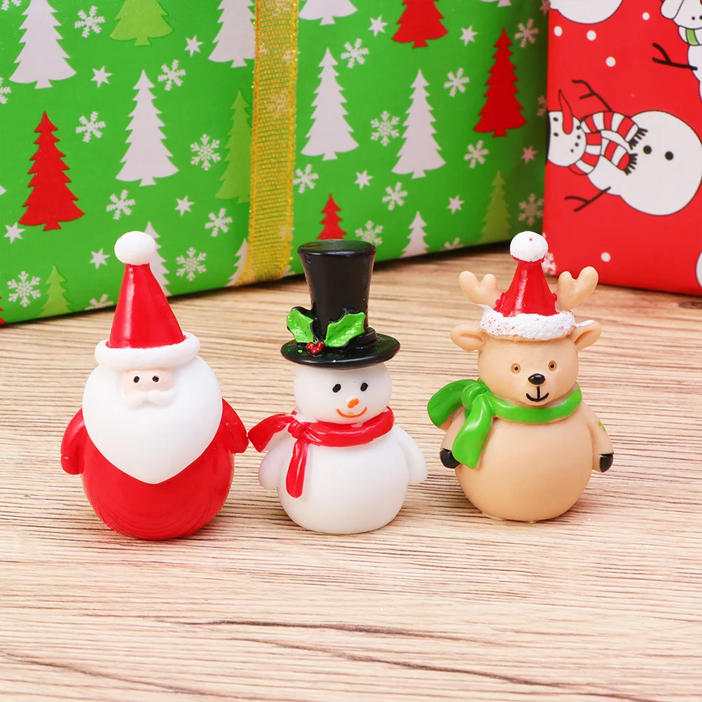 

8Pcs Resin Christmas Miniature Ornaments Santa Snowman Elk Tree Set Garden Home Decoration Desktop Resin Decor