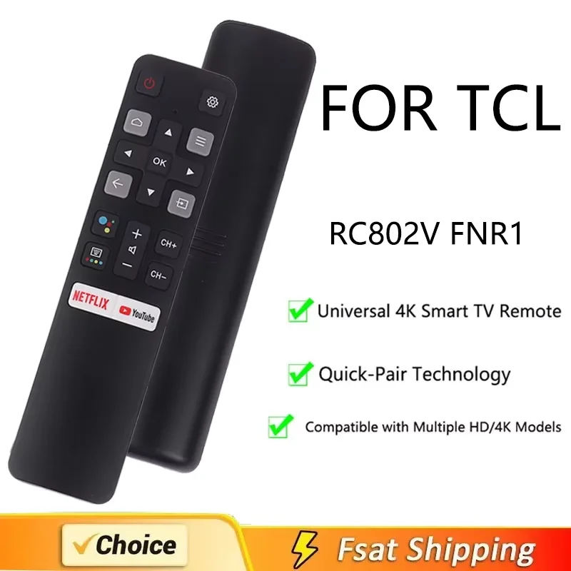 Smart Home Infrared Remote Control for TCL TV Compatible with RC802V FMR1 FMR2 FLR1 FUR5 FUR7 FUR6 - Voice Control Not Included