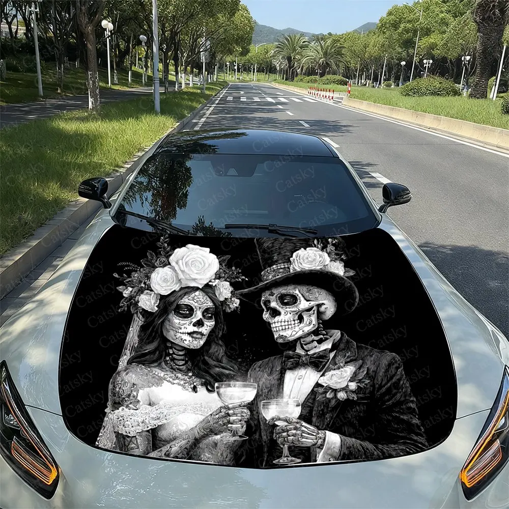 

Undead Wedding Car Vinyl Wrap, PVC Material Waterproof Car Hood Sticker