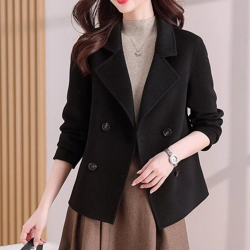 Jacket 2025 Autumn Winter New Woolen Coat Women\'s Fashion Foreign Jackets Slim Suit Collar Short Outerwear Female Overcoat