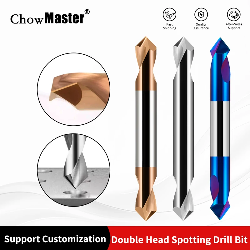 

Chowmaster Two Headed Carbide Spotting Drill Bit 90 Degrees Coated Tungsten Carbide Drill Bits for Stianless Steel