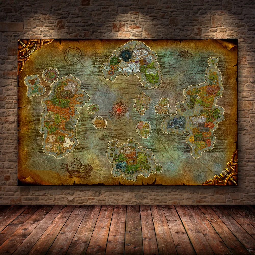 Unframed The Poster Decoration Painting of World of Warcraft 8.0 map on HD Canvas canvas painting wall art canvas