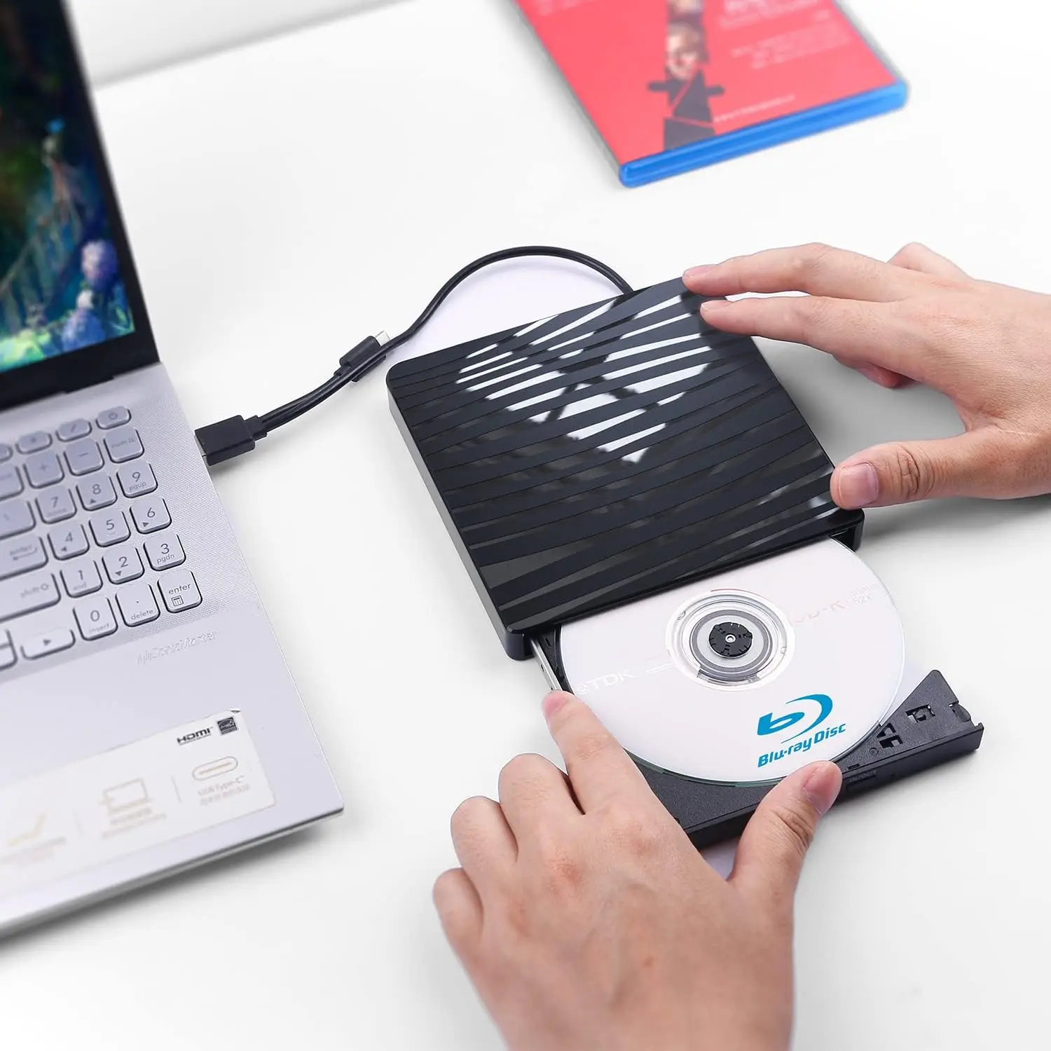 External Blu Ray Drive, USB 3.0 Type-C Blu Ray Burner Blu-Ray Reader and Writer 3D BD-ROM Optical DVD Recorder BD-RE Bluray Play image 5