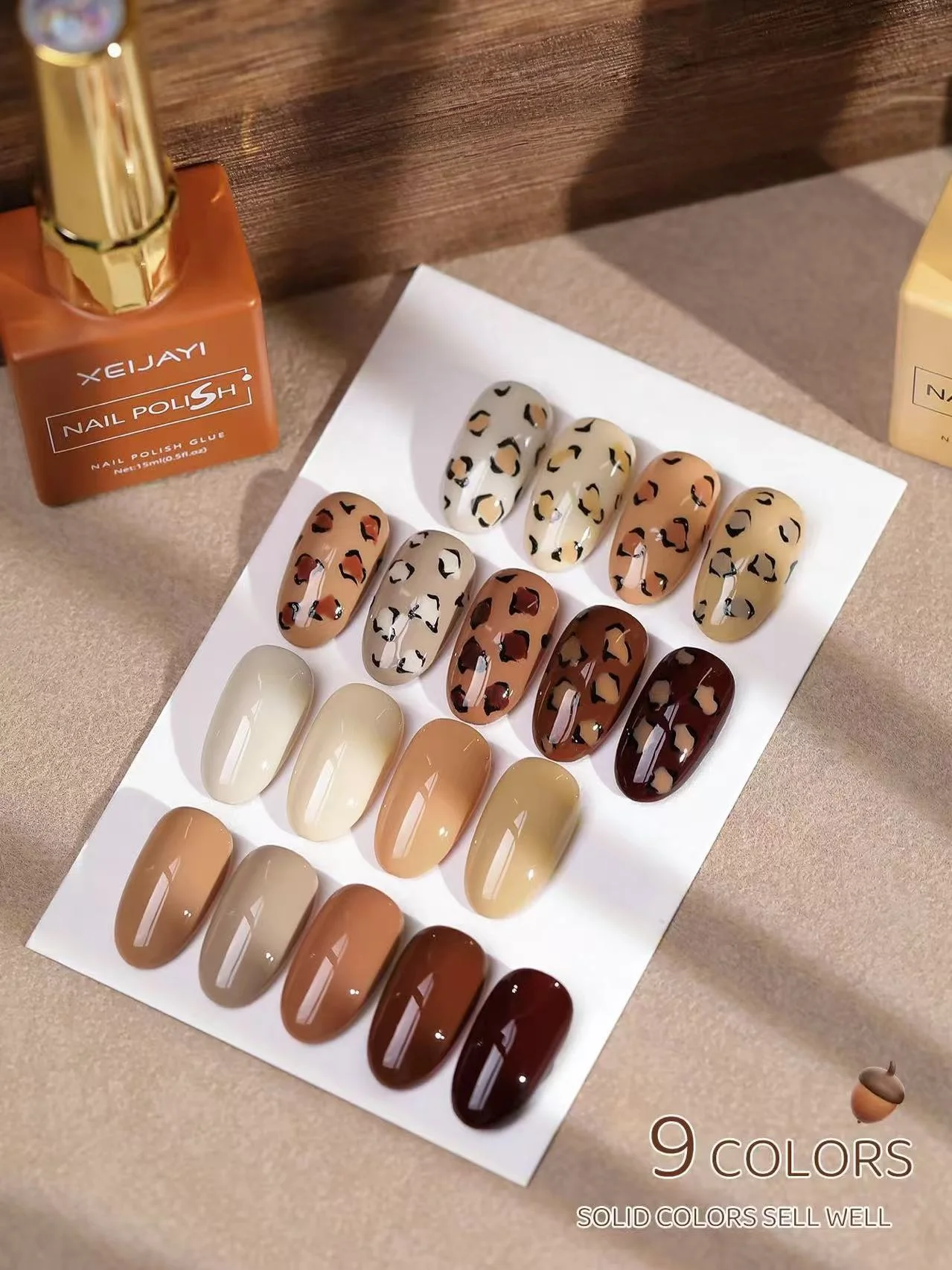 

XEIJAYI 15ml Sheer Brown Color Nail Gel Set Semi Permanent Varnish Soak Off UV LED Manicure Supplies Nail Art