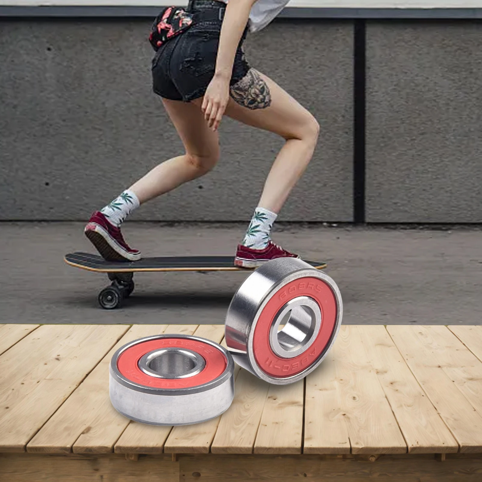 8 Peças Rolamentos de Skate ABEC-11 608 de Alta Velocidade para Patins e Patinetes, Baixo Ruído, Acessórios de Aço para Skate