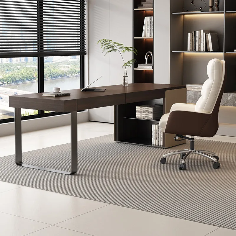 Modern simple home living room light luxury high-end boss desk Italian minimalist solid wood desk study computer desk furniture