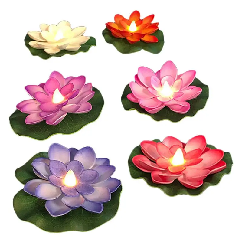 

6pcs Led Float Light Flower Lotus Pool Lamp Powered LED Flower Light Floating Fountain Pond Pool Lamp Floating Flower Lights